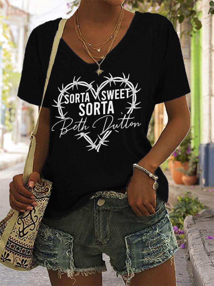 Western Sorta Sweet V Neck T Shirt