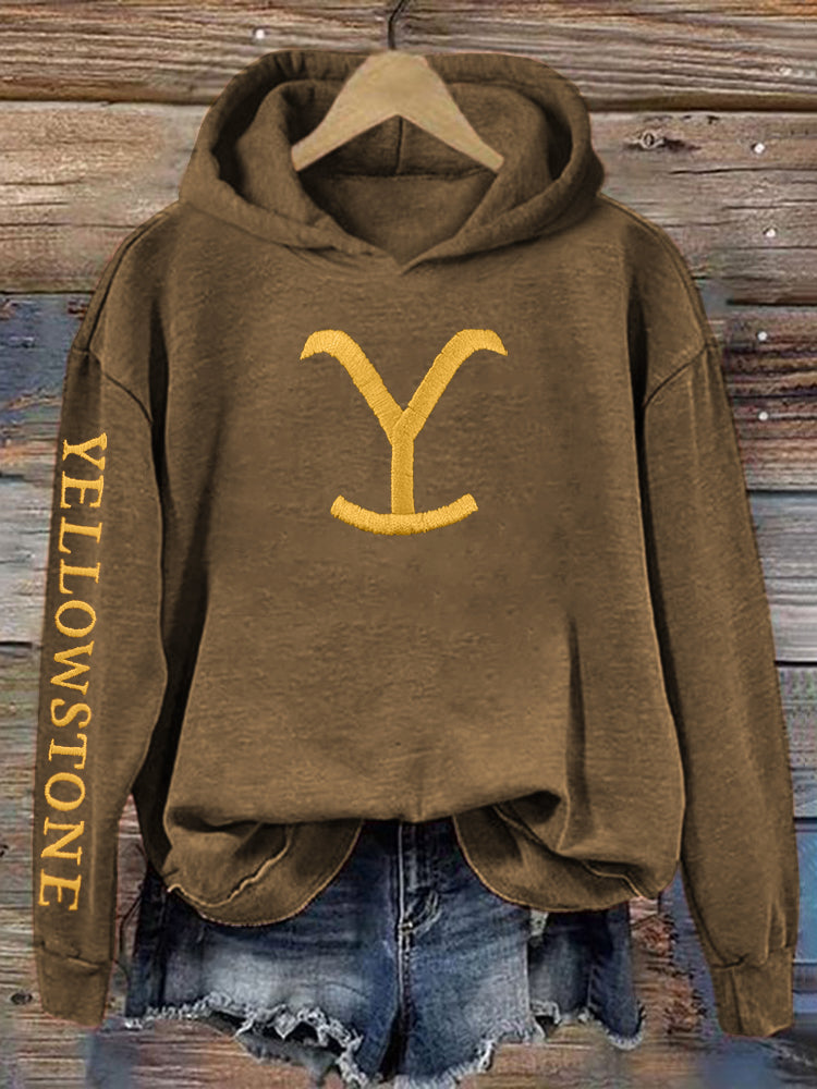Western Tv Show Inspired Embroidery Pattern Cozy Hoodie